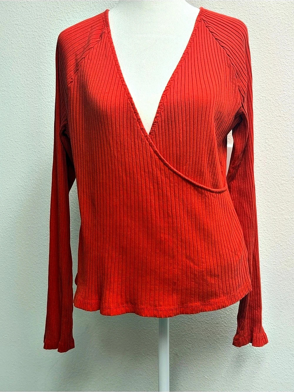 Universal Thread Red Ribbed Wrap Front Top Size XL